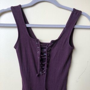 American Eagle Lace Up Maroon Bodysuit